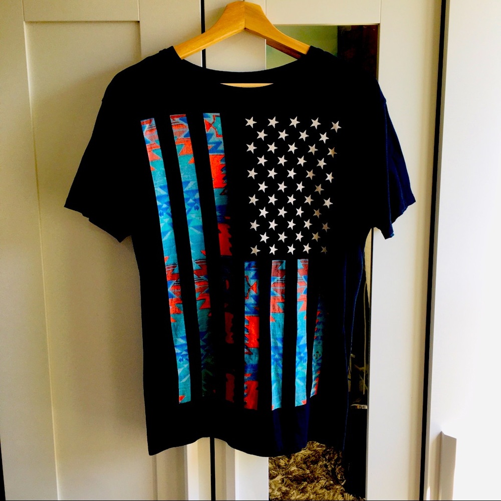 Zara men flag tee shirt